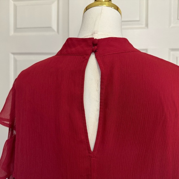 NWT Express Red Chiffon Long Sleeve Shift Dress - Picture 8 of 15